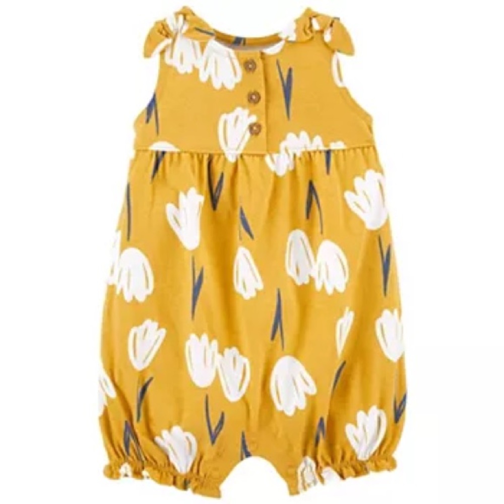 24 MONTHS | Baby girl mustard yellow floral romper Carter’s